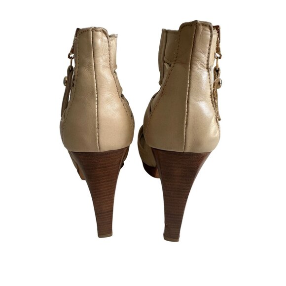 STUART WEITZMAN Tan Leather Peeptoe Heels Size 4.5 - Picture 6 of 8